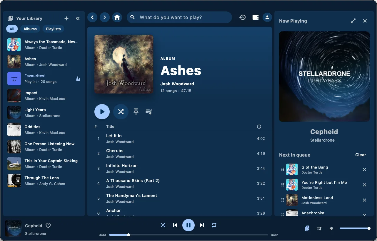 An album page in the Ariami desktop app