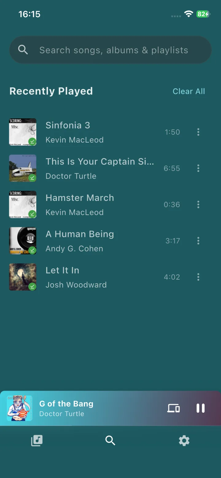 Search and recently played on the Ariami mobile app