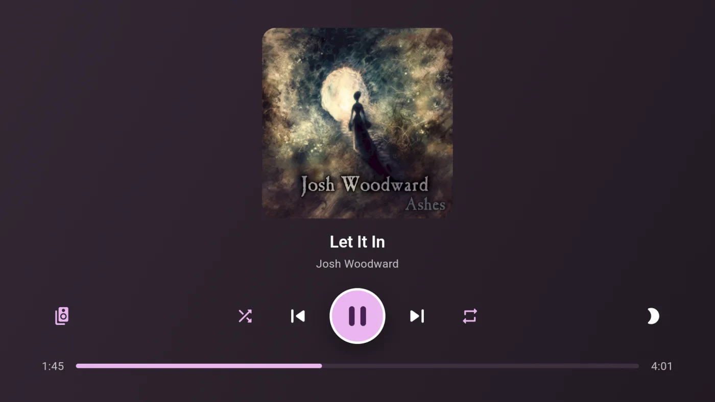 A minimal Now Playing screen on the Ariami Android TV app